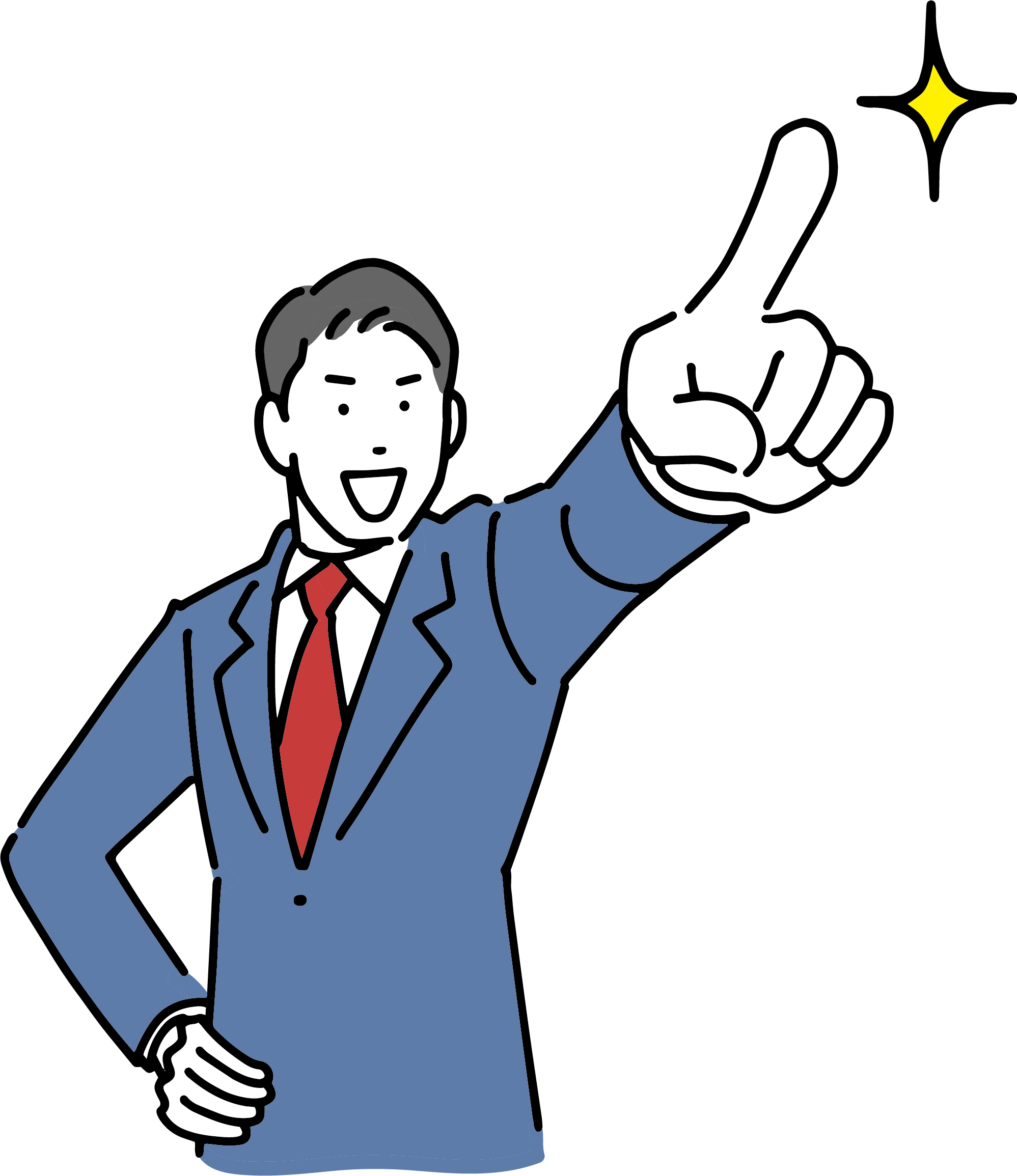 パソコンのトラブル解決のために元気よく駆けつけてきたスタッフのイラスト